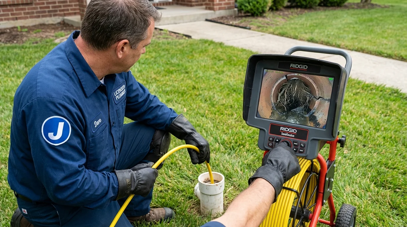 Sewer camera inspection being performed by Johns Plumbing LLC in Albertville