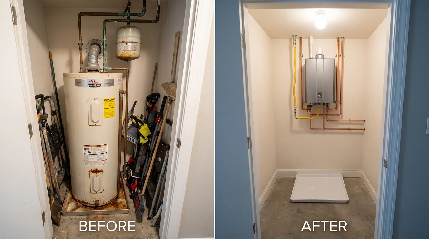 Tank water heater versus wall-mounted tankless unit comparison for Albertville, MN homeowners